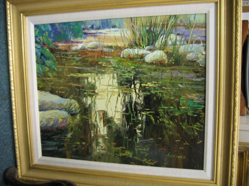 THOMAS DEDECKER AMERICAN b 1951 ROCK POND POND REFLECTIONS oil