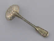 A Victorian silver Fiddle and Thread pattern sifter spoon by
