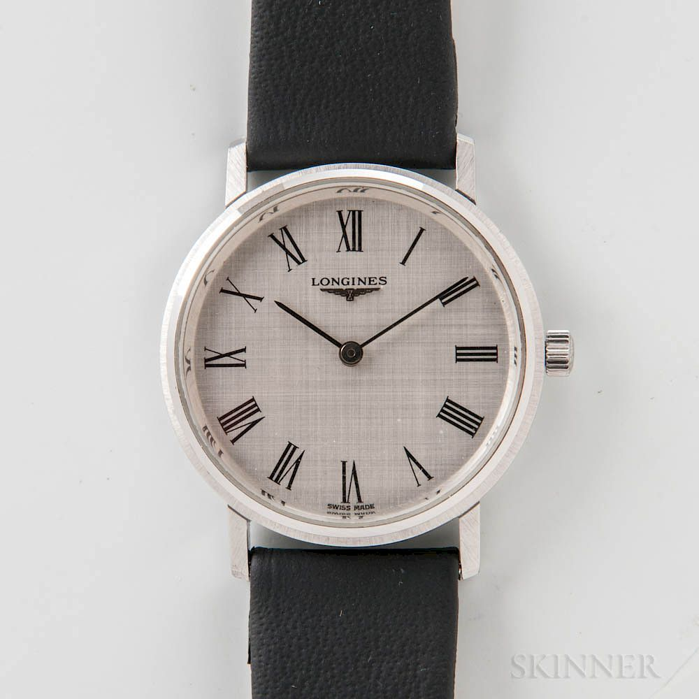 Longines Stainless Steel Linen Dial Manual wind Wristwatch Longines Stainless