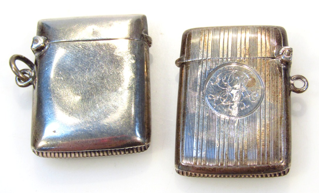 A George V silver vesta case the shaped oblong body