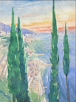 E Hotchkiss American 20th Century French Riviera Watercolor on paper