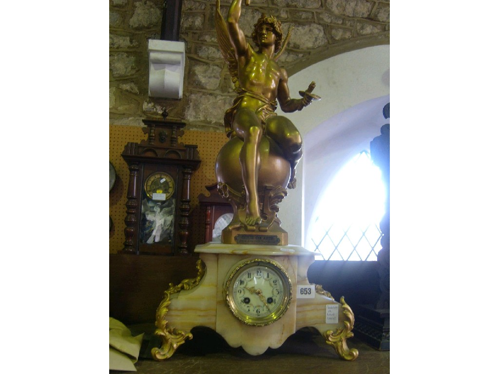A substantial 19th century French mantle clock in a polished