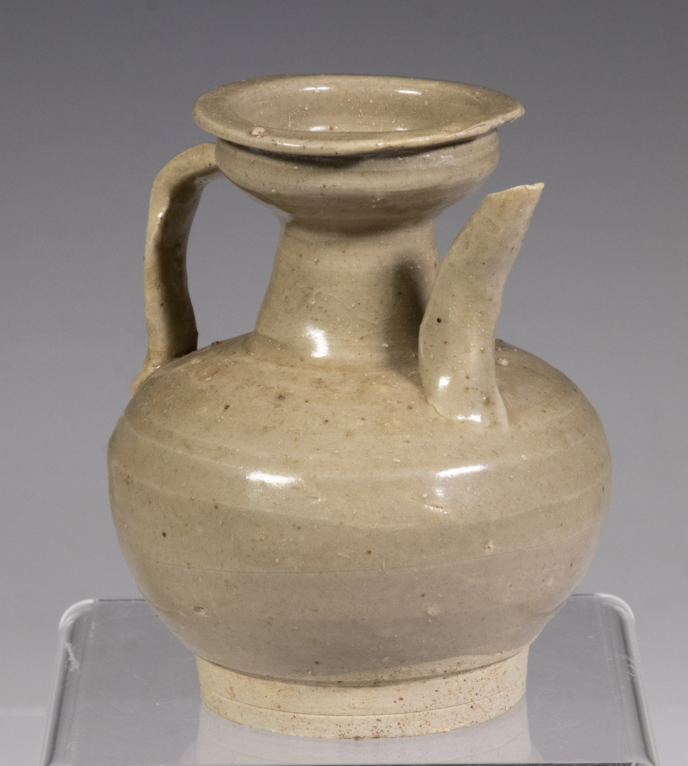 CHINESE SONG DYNASTY MINIATURE CELADON STONEWARE WINE JUG Pale Celadon