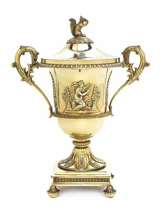 A French Gilt Silver Lidded Urn Etienne Auguste Courtois Paris