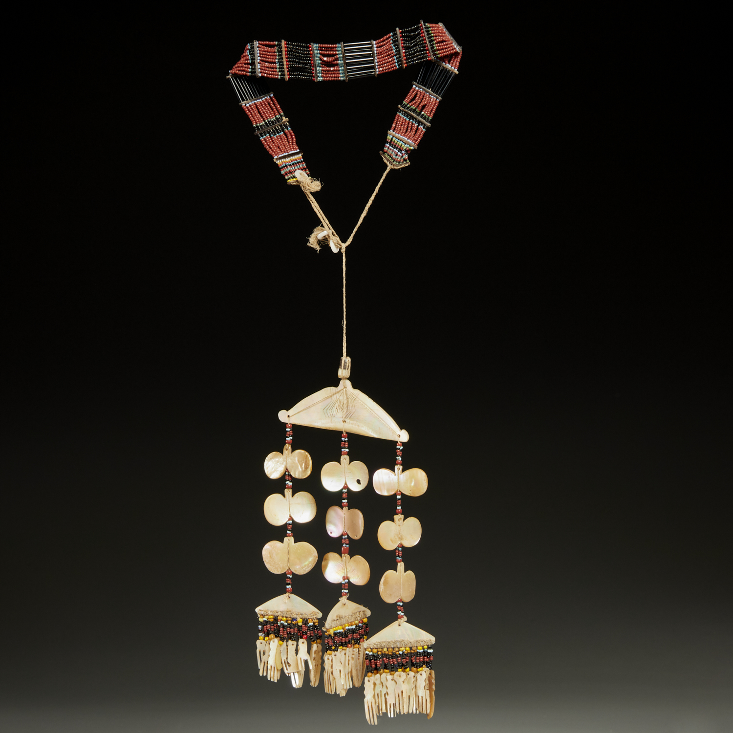 APAYAO PEOPLE SIPATTAL NECKLACE likely 20th c Philippines black red