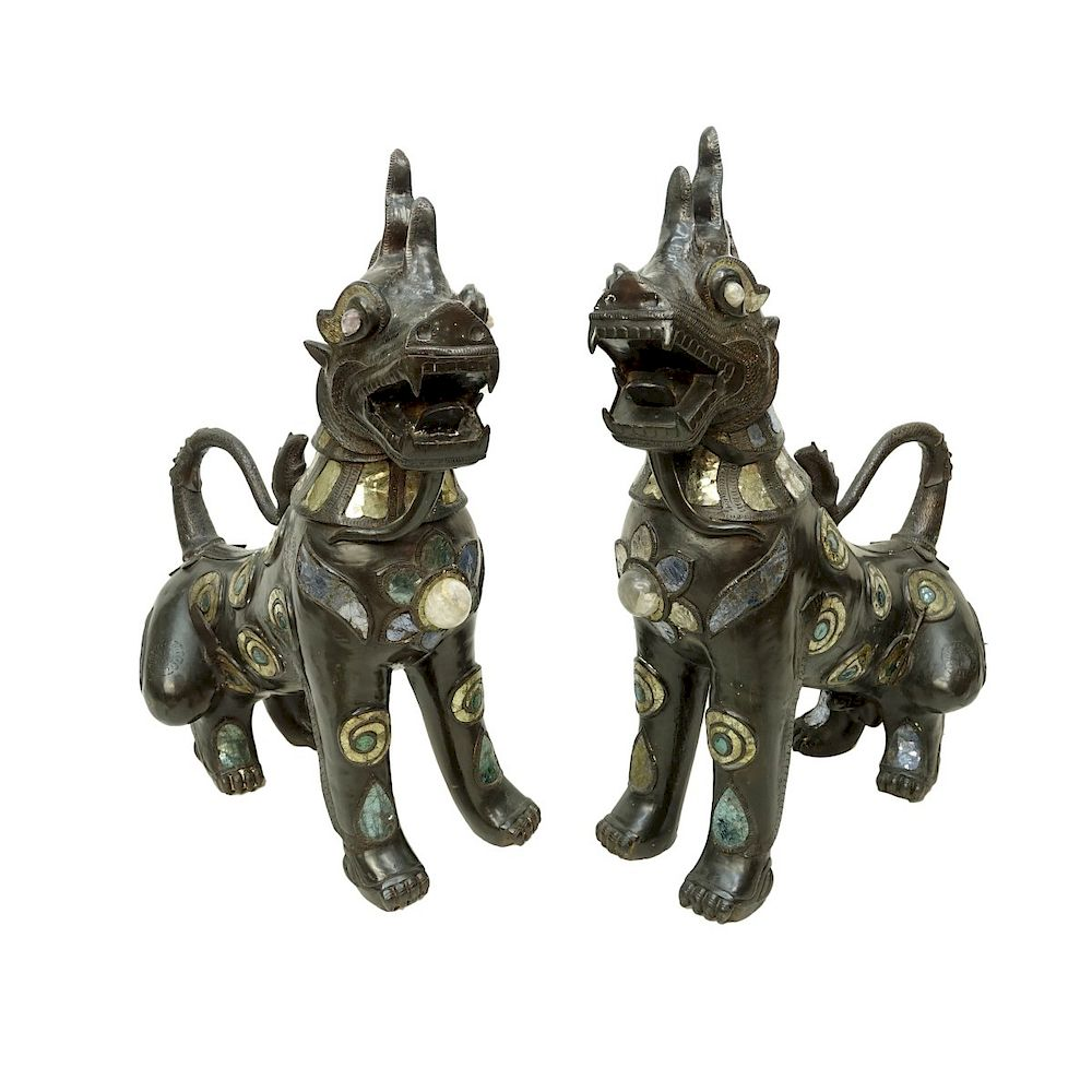 Pair Large Chinese Foo Dogs Pair Decorative Chinese Foo Dogs