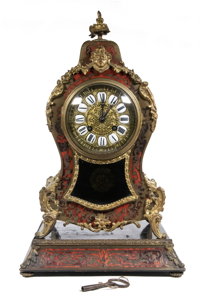 S MARTI ET CIE FRENCH BOULLE MANTEL CLOCK 19th c