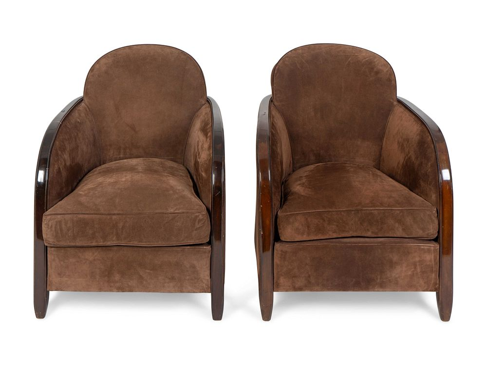 A Pair of Art Deco Rosewood Armchairs Attributed to Pierre