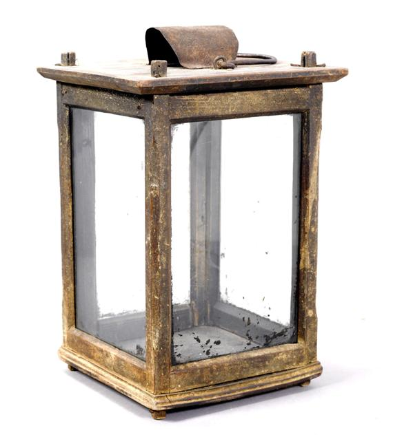 LANTERN Biedermeier Wood and glass 16x16 5x26 cm