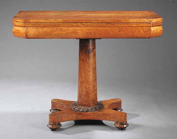 An American Birdseye Maple Games Table c 1840 the foldover