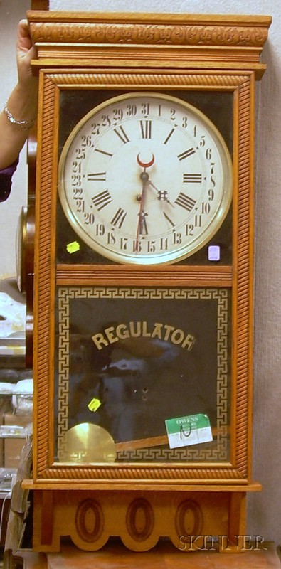 Oak Regulator Wall Clock by E Ingraham Co Bristol Connecticut