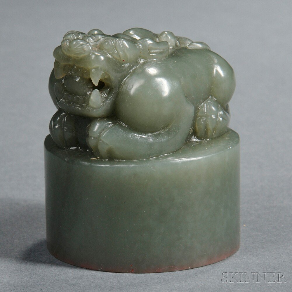 Stone Seal China cylindrical surmounted by a qilin seal face