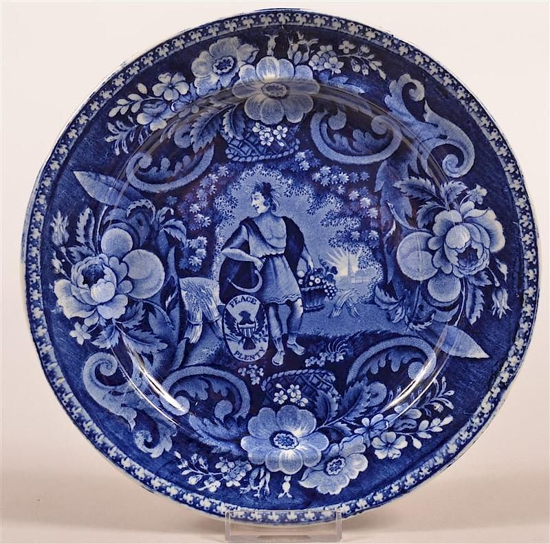Historical Staffordshire Peace Plenty Plate Historical Staffordshire Blue Transfer China