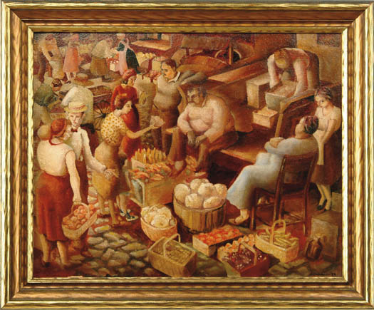 CHARLES WALCH French 1898 1948 FRENCH MARKET Oil on board