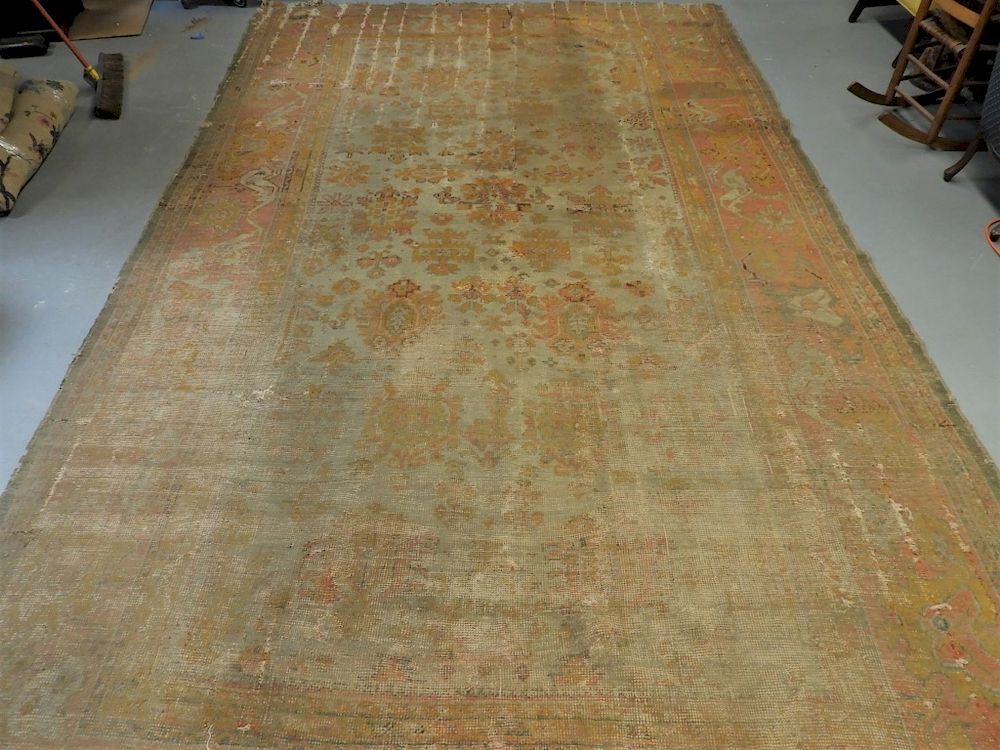 LARGE C 1900 Persian Oushak Oriental Carpet Rug Persia Circa