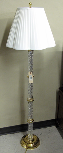 WATERFORD CRYSTAL AND BRASS FLOOR LAMP the floor standard divided