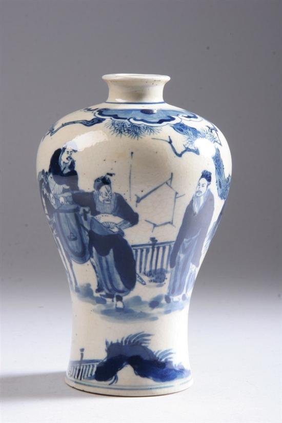 CHINESE BLUE AND WHITE SOFT PASTE PORCELAIN MEIPING Kangxi six