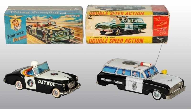 Lot of 2 Tin Highway Patrol Friction Toys Description Japanese