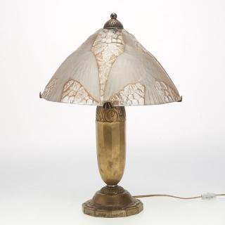 Attrib to D Avesn Art Deco molded glass lamp Attrib