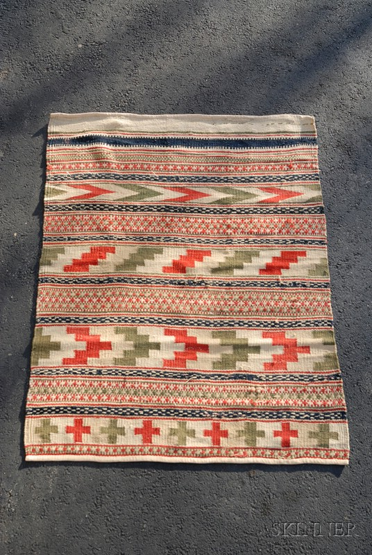 Flatweave Rug Wool Mexico mid to late 20th century Natural