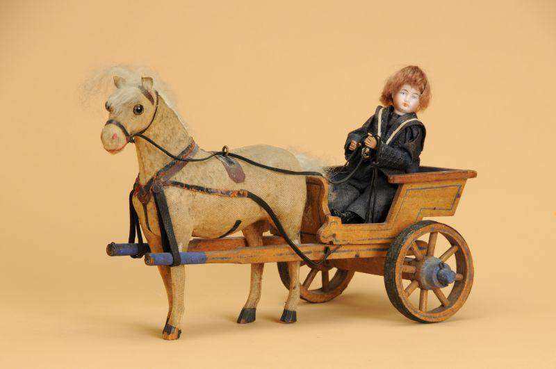 Boy in Horse Cart Germany ca 1890 a fine quality