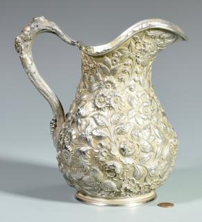 Baltimore Sterling Silver Repousse Floral Pitcher Baltimore Silversmiths Mfg Co