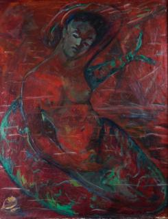 Mermaid Portrait Oil on Canvas Framed oil on canvas depicting