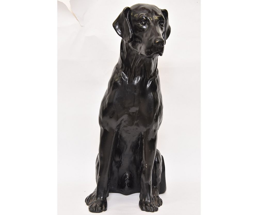 Seated Labrador Statue Black painted plaster Labrador Retriever seated 28