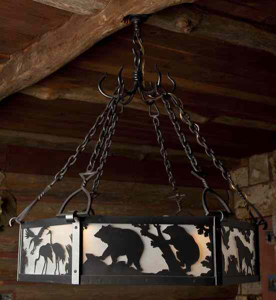 Iron Hanging Light Fixtureearly 20th century black painted iron with