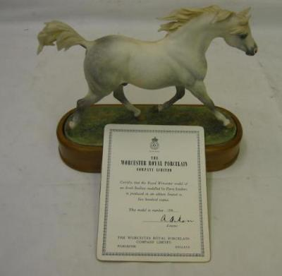 A ROYAL WORCESTER PORCELAIN FIGURE Arab Stallion by Doris Lindner