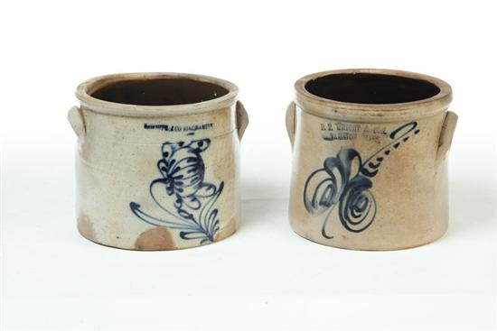 TWO STONEWARE CROCKS American 3rd quarter 19th century Brushed cobalt