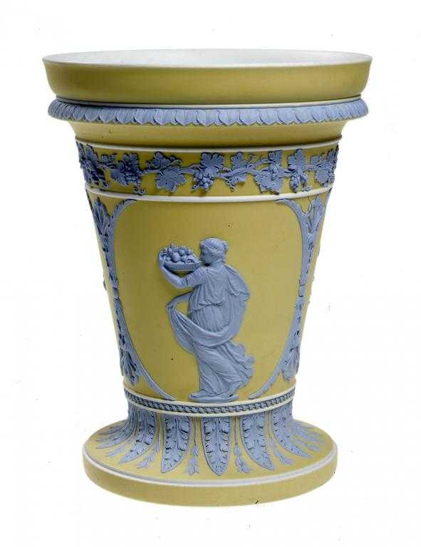 A WEDGWOOD VASE BOUGH POT in yellow jasper dip yellow