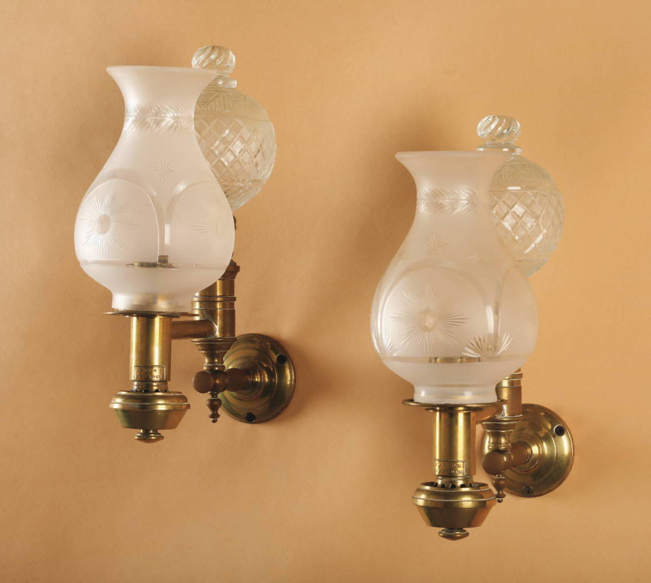 J I COX NEW YORK PAIR OF ARGAND WALL SCONCES