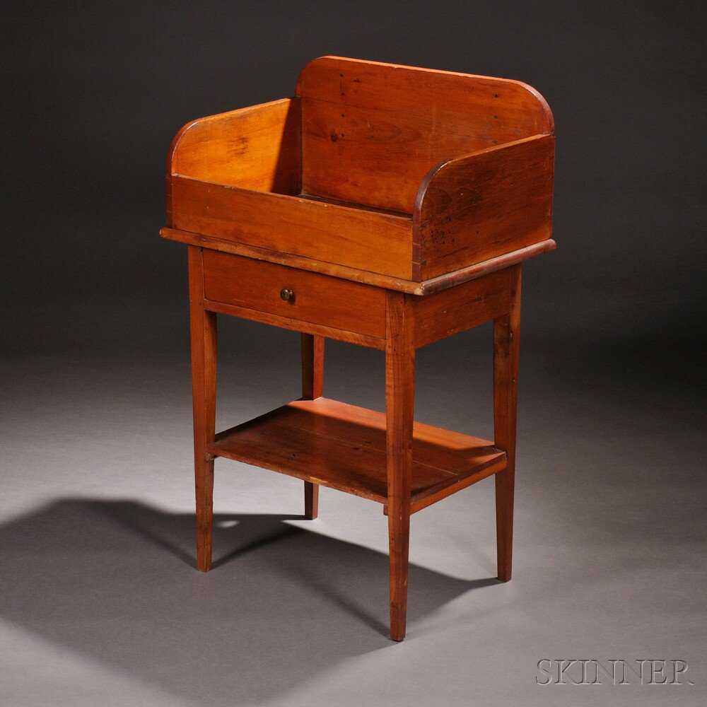 Shaker Pine Washstand mid 19th century the arched backboard with