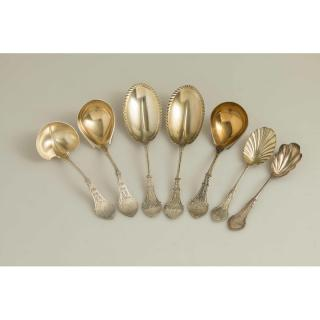 Koehler Ritter Silver Serving Pieces Alameda Pattern Seven gilt wash