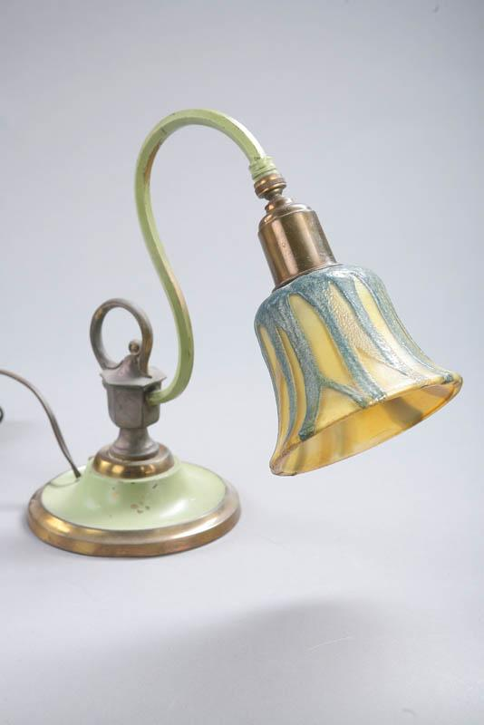 DESK LAMP WITH ART GLASS SHADE Possibly Handel Lava glass