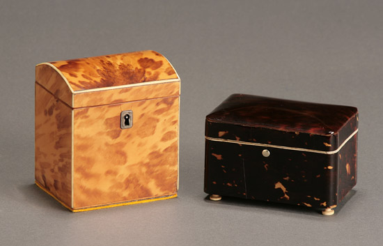 Two George III Tortoiseshell Tea Caddies Early 19th Century The