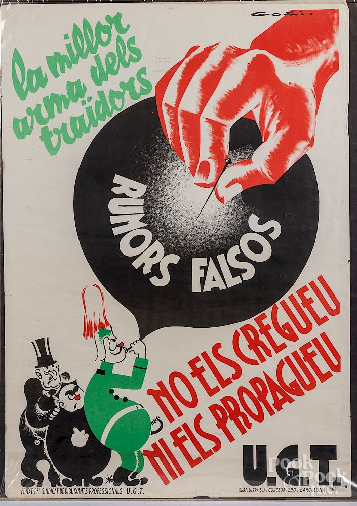 Spanish Catalan WWII propaganda lithograph Exclusive on Bidsquare Spanish Catalan