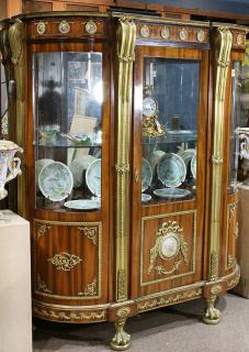 Louis XVI style ormolu mounted lighted vitrine Louis XVI style