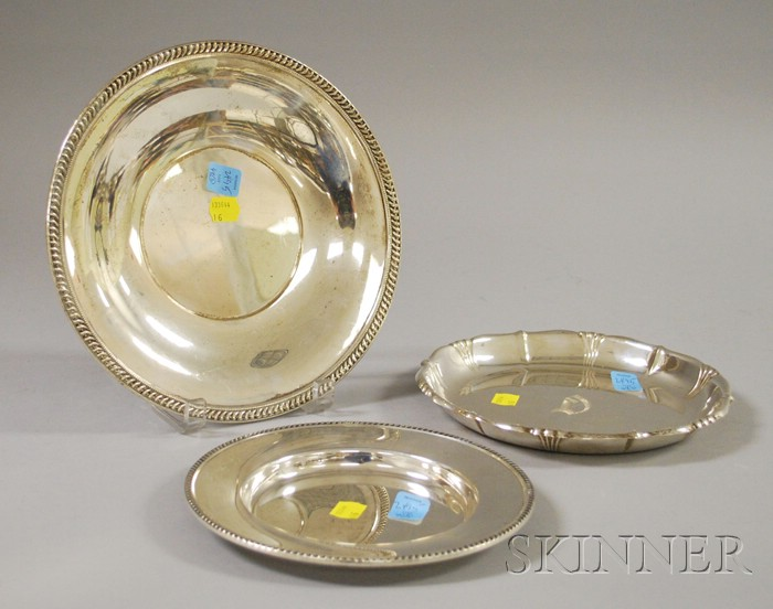 Three Sterling Silver Table Items a Reed Barton side plate