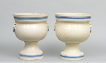 A Pair Of Creamware Urns Portuguese ca Early Mid 19th