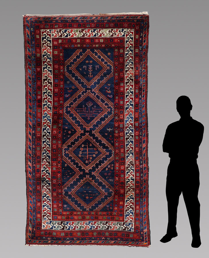 SEMI ANTIQUE KURD CAUCASIAN HAND KNOTTED WOOL RUG 5 2