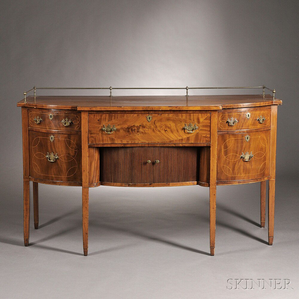 Federal String inlaid Mahogany Sideboard New England c 1800 the