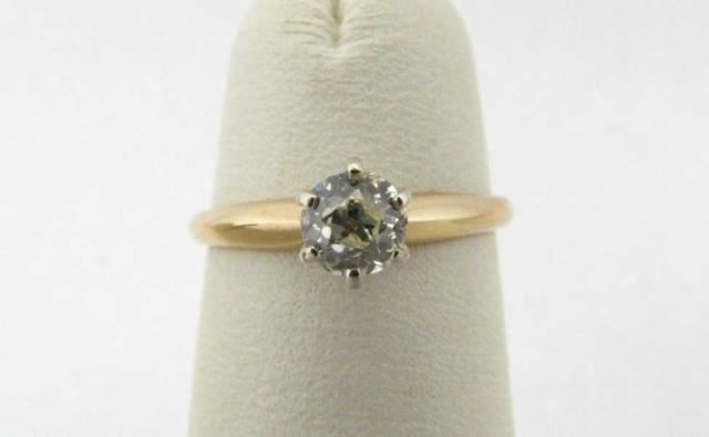 14K Yellow Gold Ring with approximately 35ct mine cut vintage
