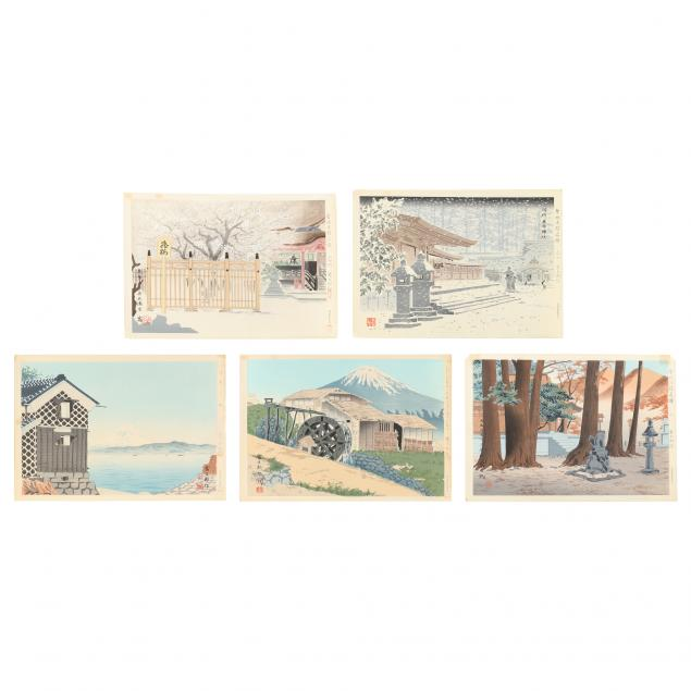 TOKURIKI TOMIKICHIRO JAPANESE 1902 1999 FIVE WOODBLOCK PRINTS Circa 1939