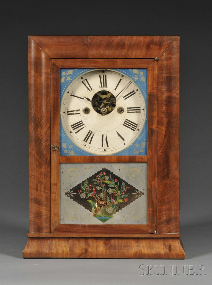 Silas B Terry Mahogany Reverse Ogee Cottage Clock Terryville Connecticut