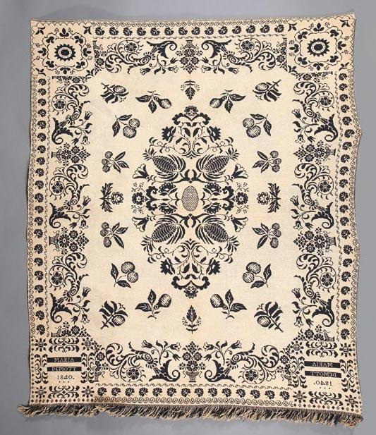 JACQUARD COVERLET Probably New Jersey or New York 1840 wool