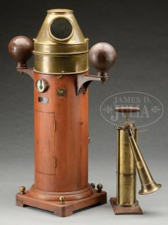 KELVIN WHITE SHIP S BINNACLE TOGETHER WITH TYFON BRASS FOGHORN