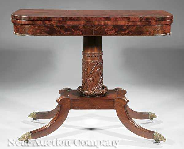 An American Classical Carved Mahogany Games Table c 1810 1820