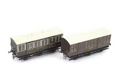 O Gauge Scratchbuilt pair of LNW 6 wheeled Wagons consisting